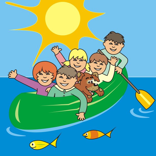 小孩划船