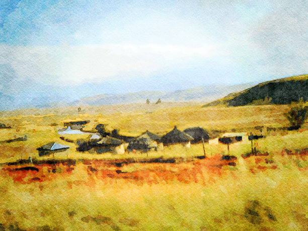 艺术绘画的农村