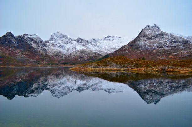 美丽湖泊山峰森林风景图片