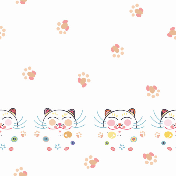 可爱小猫 卡通猫咪图案 印花
