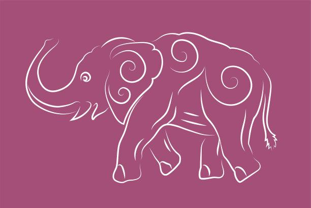 印度卡通大象插画