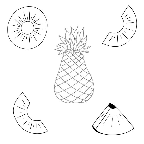 菠萝插画元素 