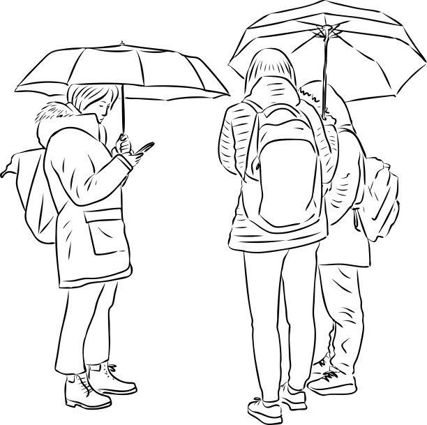 打伞的学生