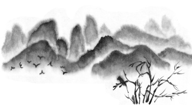 中式山水画水墨画