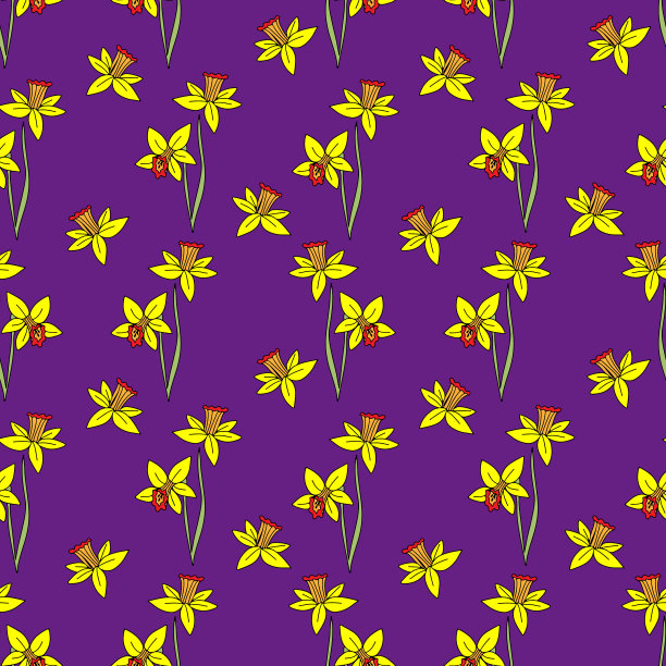 矢量花朵树叶底纹图案