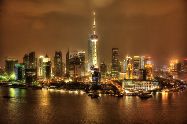 上海浦东夜景全景
