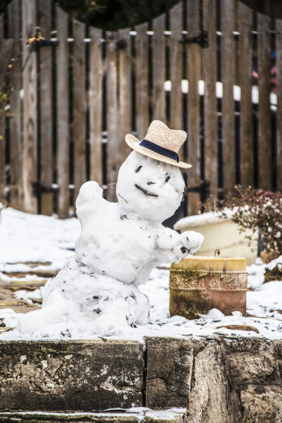 可爱圣诞雪地雪人