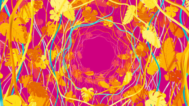 抽象多彩叶子立体图案
