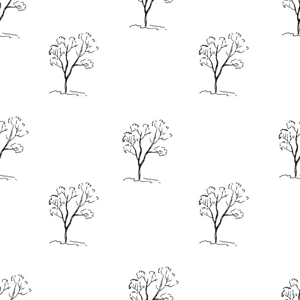 卡通春季树木背景矢量素材