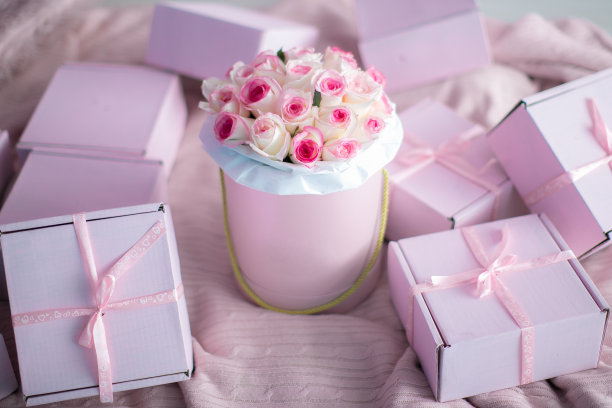 粉色花,礼品包装纸