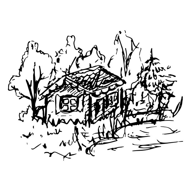 树木小房屋 简笔画