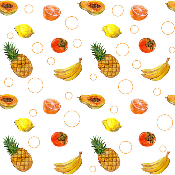 清新水果图案 菠萝 香蕉 