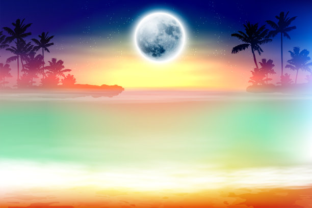 蓝色海上明月
