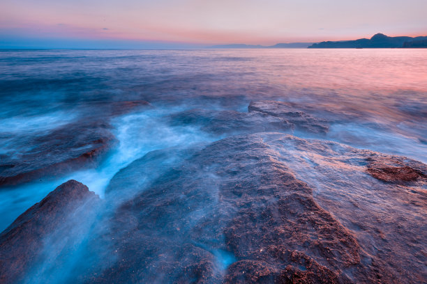 海滨生活黄昏海边夜景