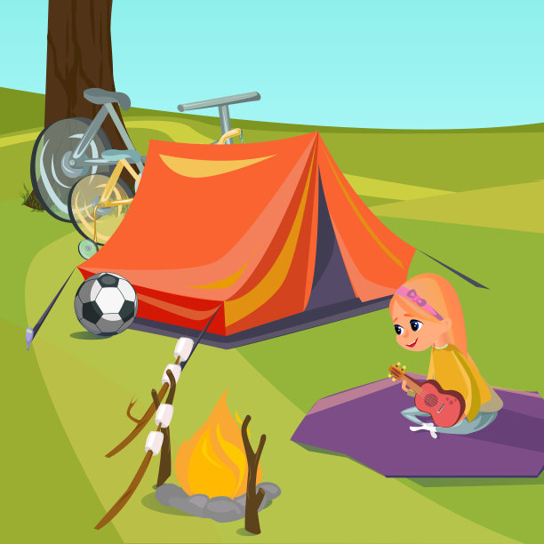 一家人在露营地玩耍