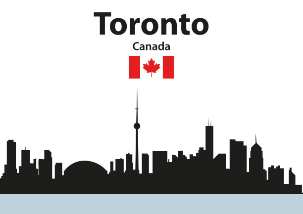 加拿大城市剪影插画