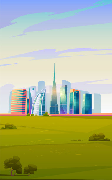 迪拜地标建筑迪拜插画