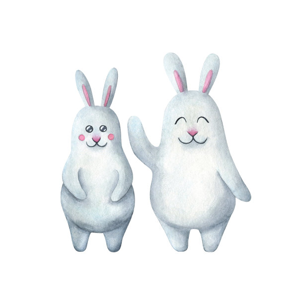 两只可爱的小灰兔