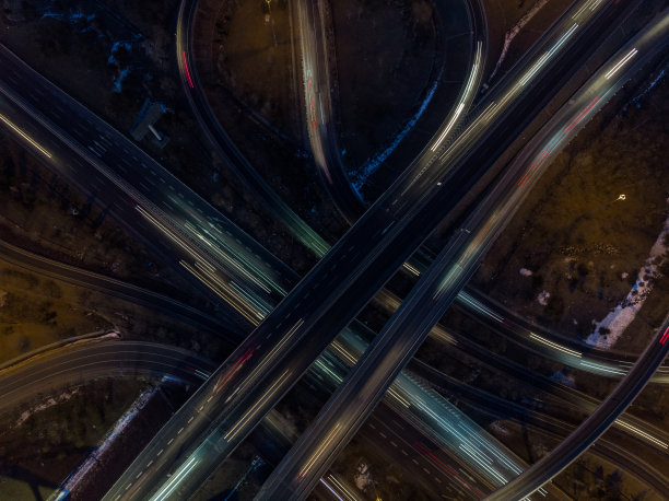 城市夜景立交桥航拍俯视摄影图