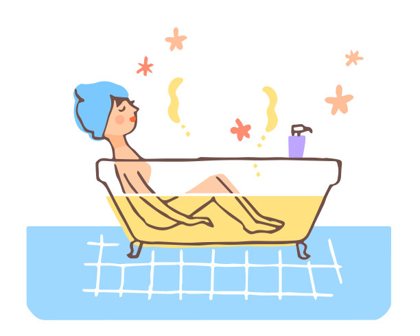 洗澡插画