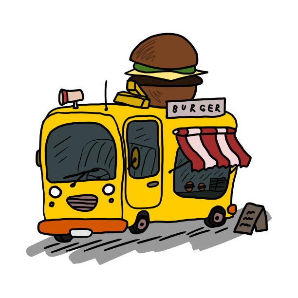 卡通汉堡车
