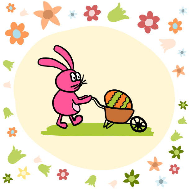可爱复活节微笑兔子和小鸡卡片