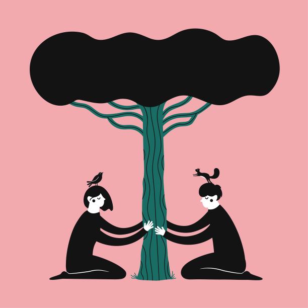 插画植树节海报