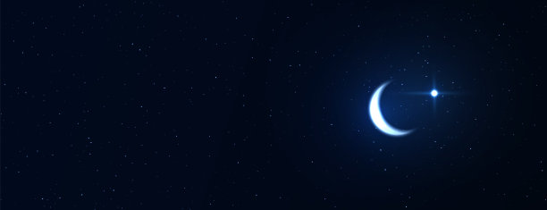 蓝色月球星空背景
