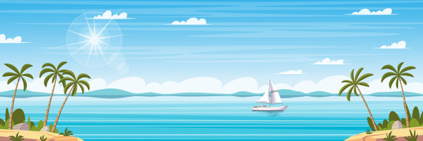 卡通海洋岛屿背景