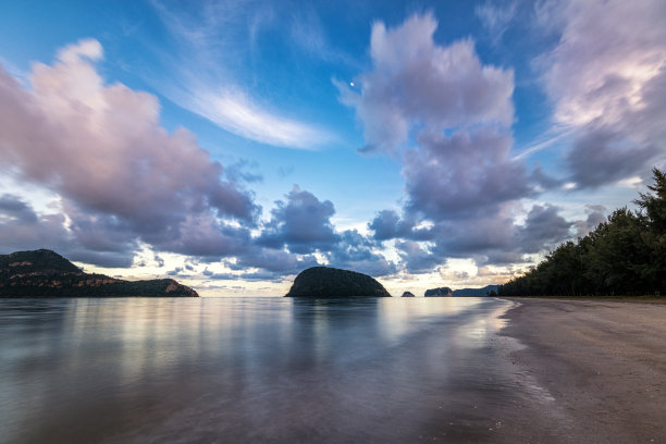 群山大海天空夜景风景