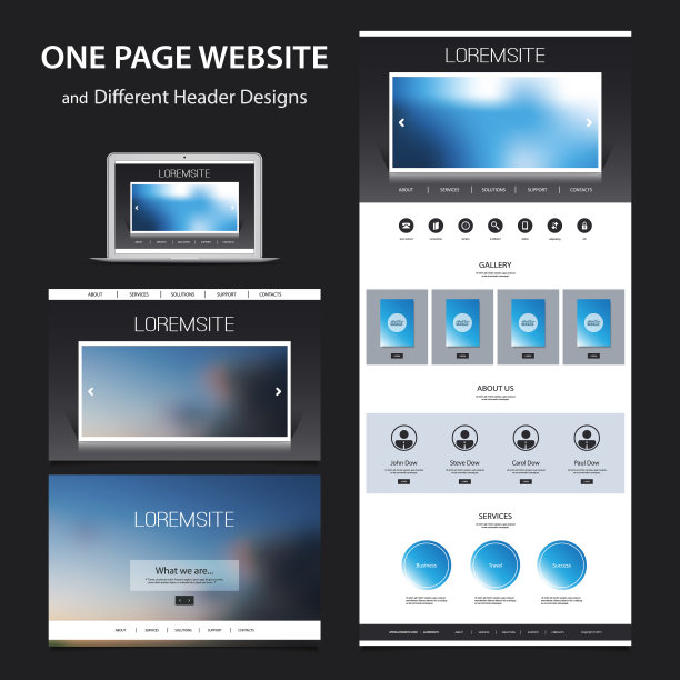 蓝色扁平化互联网科技网页设计