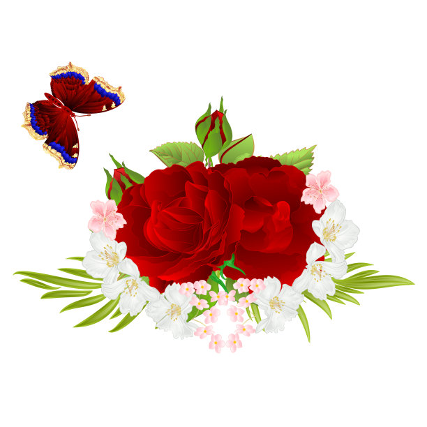 水彩花卉装饰婚礼卡片模板