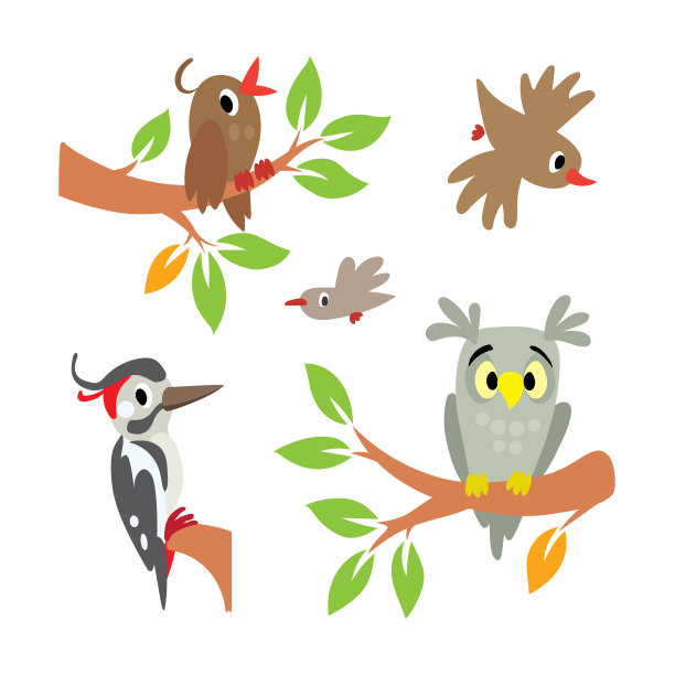 矢量动物鸟类可爱的小麻雀
