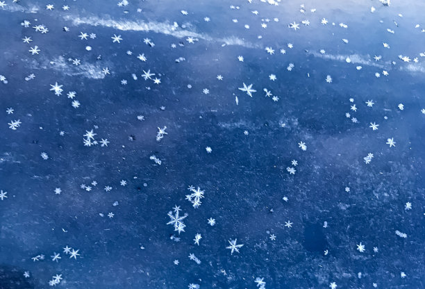 白色背景上的蓝色雪花-冬季圣诞装饰