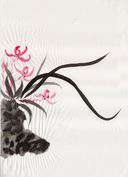 中国彩绘山水水墨画