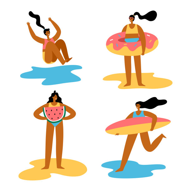 夏季游泳插画海报