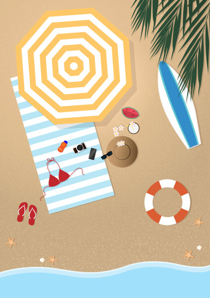 清新夏日海边旅游度假海报
