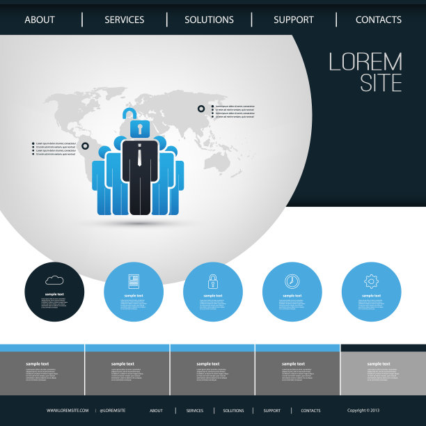 蓝色扁平化互联网科技网页设计