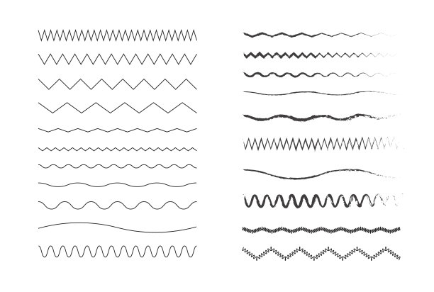 波浪曲线黑白线条