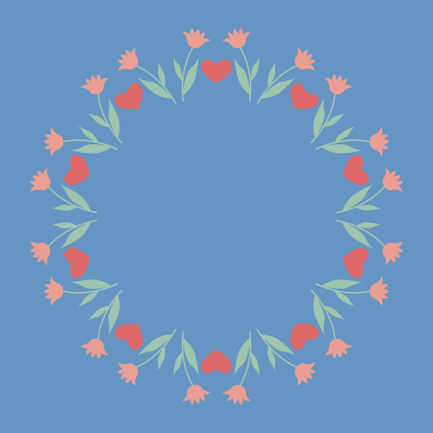 矢量心型花卉图案