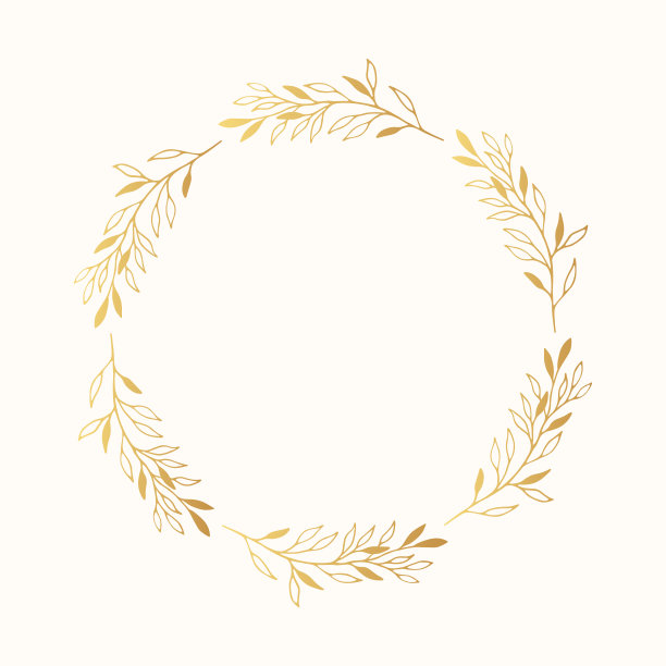 金色边框植物花环