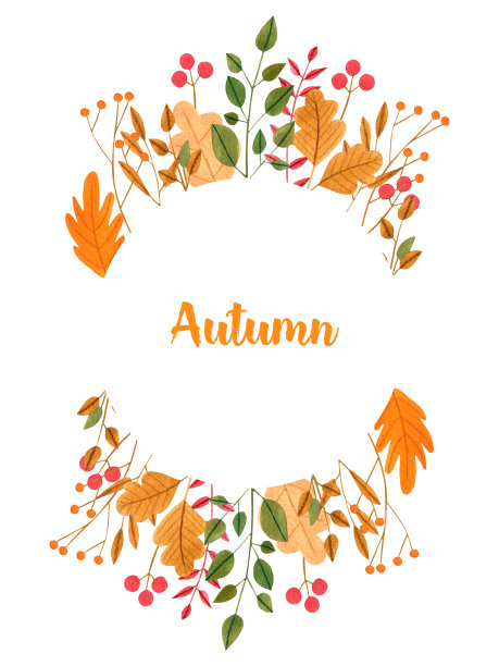 天然秋季装饰物的卡片