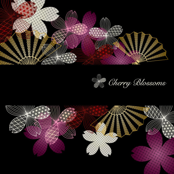花卉纹折扇