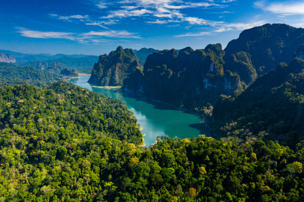 航拍海岛丛林风景