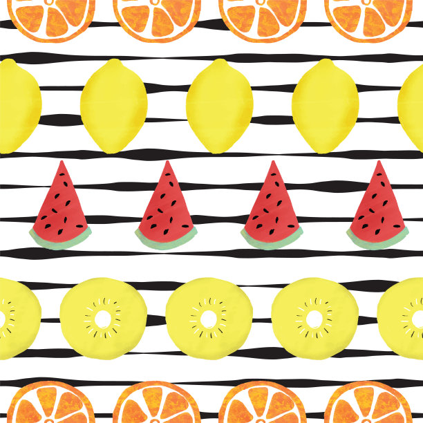西瓜水果柠檬矢量图