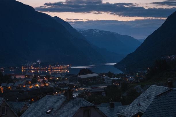 群山大海天空夜景风景