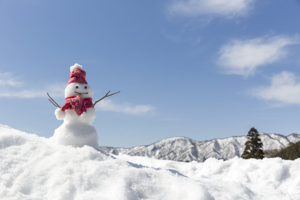 可爱圣诞雪地雪人