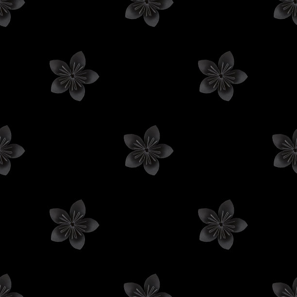 黑色浪漫花卉纸艺设计素材