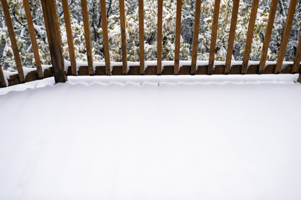 下雪中的院子