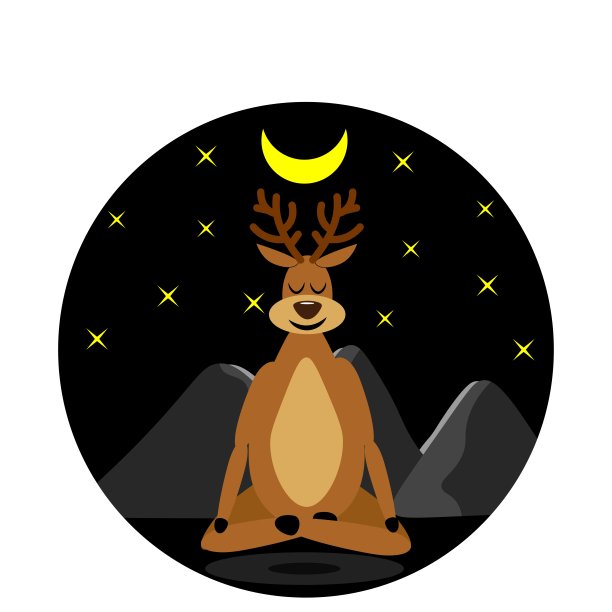夜晚鹿插画